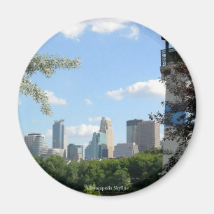 Minneapolis Skyline with Boom Island Lighthouse Magnet