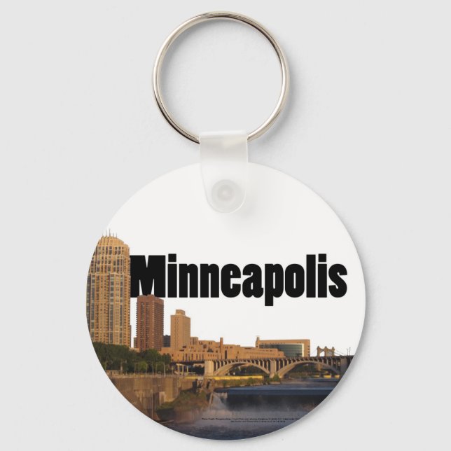 Minneapolis Skyline with Minneapolis in the Sky Key Ring (Front)