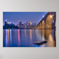 Minneapolis Stone Arch Bridge at Twilight