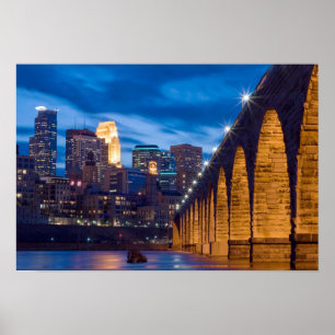 Minneapolis Stone Arch Bridge Skyline poster