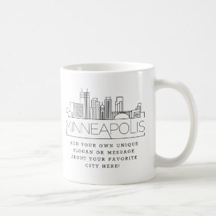 Minneapolis   Stylised City Skyline Custom Slogan Coffee Mug