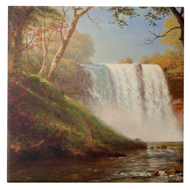 Minnehaha Falls, fine art by Albert Bierstadt Tile (Front)