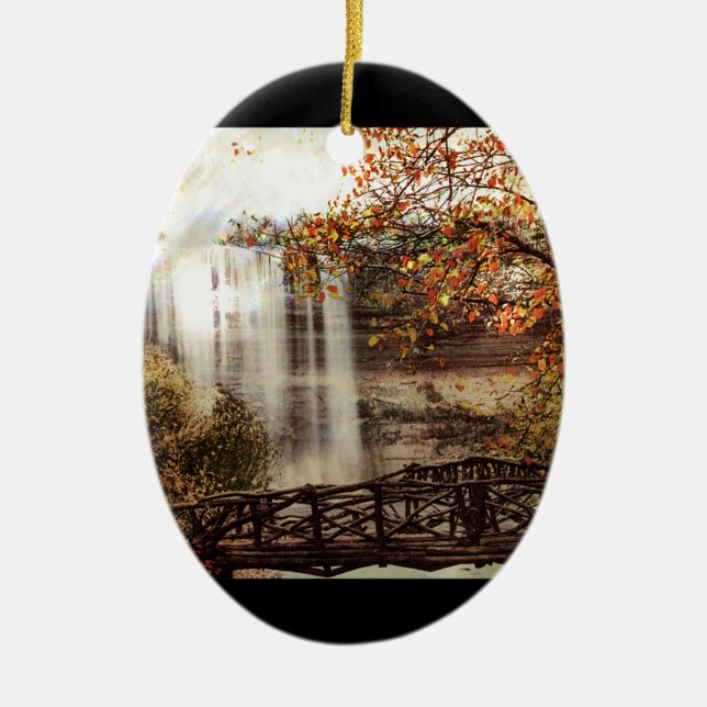 Minnehaha Falls, Minneapolis, Minnesota Circa 1900 Ceramic Tree Decoration (Front)