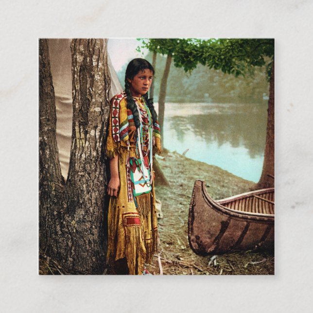 Minnehaha - Native American Hiawatha 1904 Square Business Card (Front)