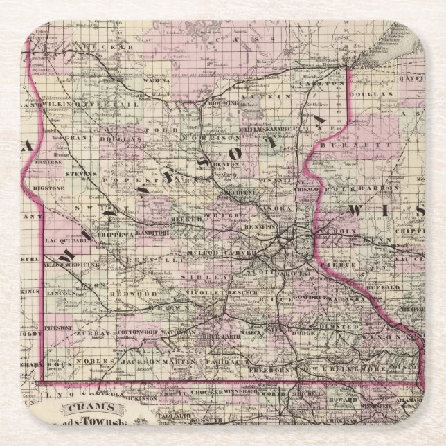 Minnesota 9 square paper coaster (Front)