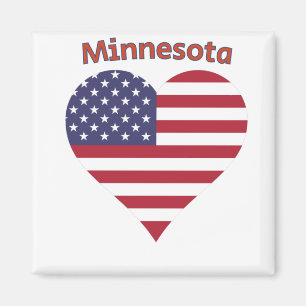 Minnesota American Flag Heart Magnet