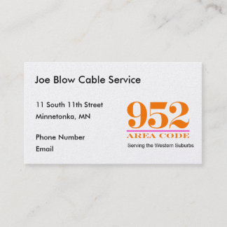 Minnesota Area Codes Appointment Card