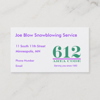 Minnesota Area Codes Appointment Card