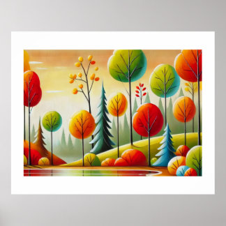 Minnesota Autumn Forest and Lake Poster