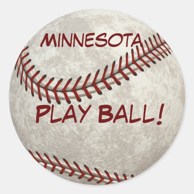 Minnesota Baseball  Play Ball! American Past-time Classic Round Sticker (Front)