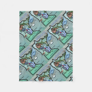 Minnesota Cartoon Map Fleece Blanket