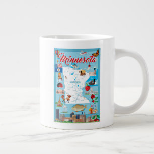 Minnesota Cartoon Map Large Coffee Mug