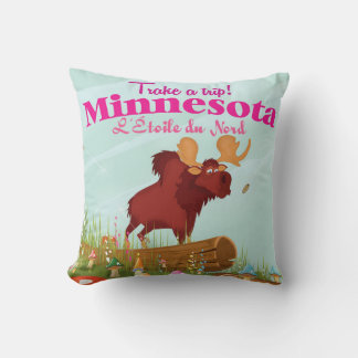 Minnesota Cartoon travel poster Cushion