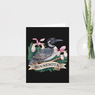 Minnesota Common Loon Bird And Ladys Slippers Flow Card