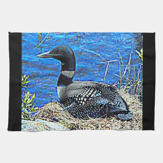 Minnesota Common Loon Tea Towel (Horizontal)