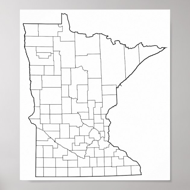 Minnesota Counties Blank Outline Map Poster Zazzle   Minnesota Counties Blank Outline Map Poster R6f0db69a16574fa3aeaa71967a6b3278 Ebmdb 8byvr 630 