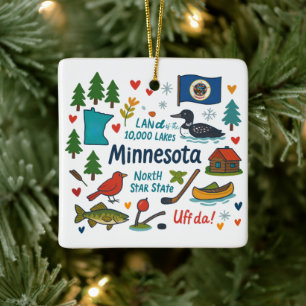 Minnesota Custom Family Trip Christmas Ceramic Ornament