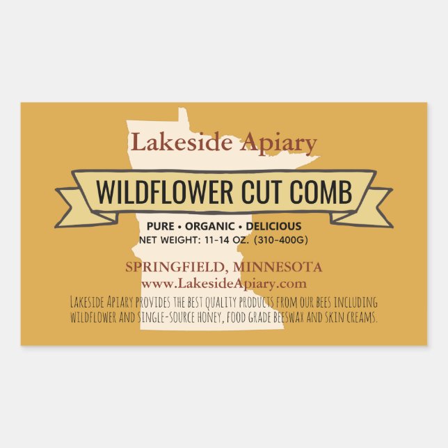 Minnesota Cut Comb Honey Rectangle Stickers (Front)
