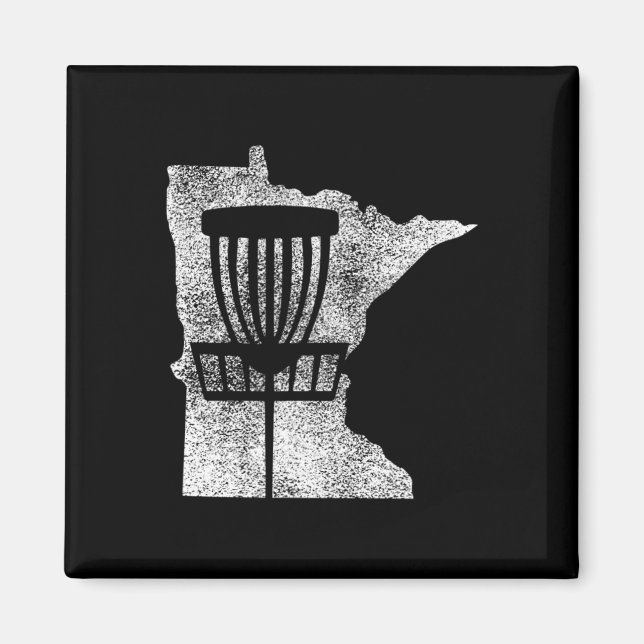 Minnesota Disc Golf State With Basket Distressed G Magnet (Front)