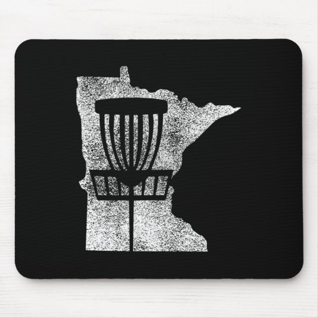 Minnesota Disc Golf State With Basket Distressed G Mouse Mat (Front)