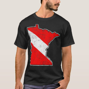 Minnesota Dive Flag Scuba Diving State Map Dive Fl T-Shirt