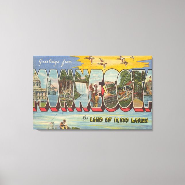 Minnesota (Ducks) - Large Letter Scenes Canvas Print (Front)
