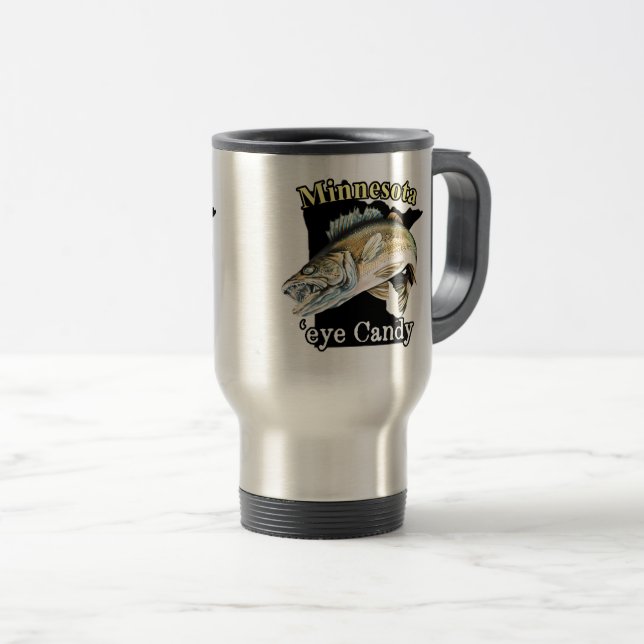 Minnesota 'Eye Candy Funny Walleye Fishing Travel Mug (Front Right)
