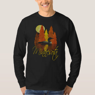 Minnesota Fall Autumn Sunset With Loon And Trees T-Shirt