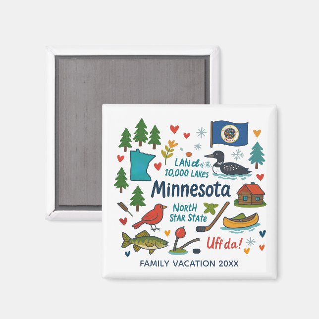 Minnesota Family Trip Keepsake Personalized Magnet (Front/Back)