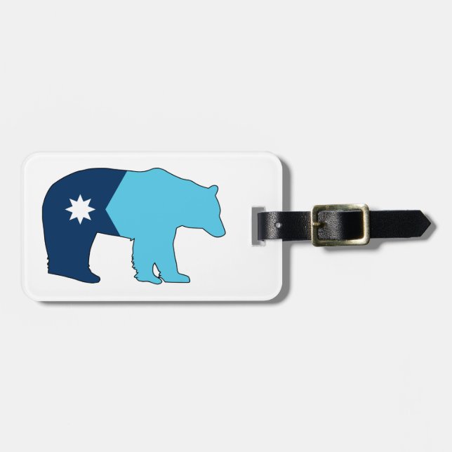 Minnesota Flag Bear Luggage Tag (Front Horizontal)