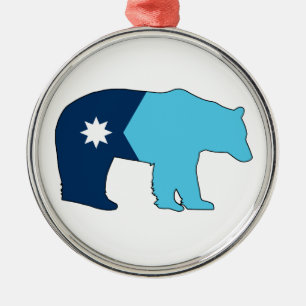 Minnesota Flag Bear Metal Tree Decoration