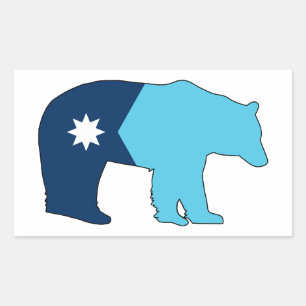 Minnesota Flag Bear Rectangular Sticker