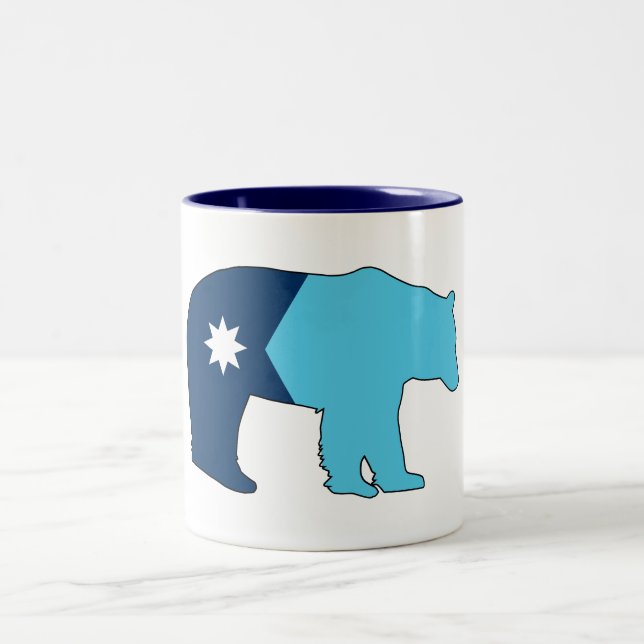 Minnesota Flag Bear Two-Tone Coffee Mug (Center)