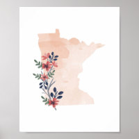 Minnesota Floral Watercolor State