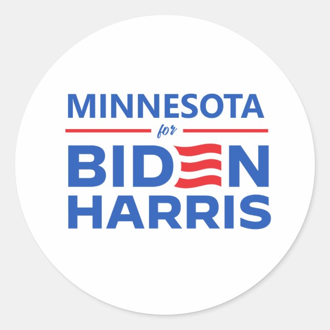 Minnesota for Biden Harris Classic Round Sticker (Front)