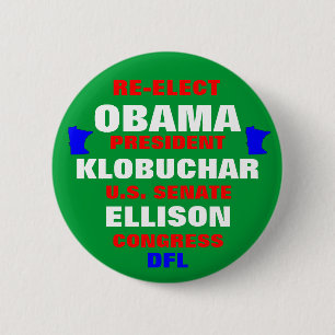 Minnesota for Obama Klobuchar Ellison 6 Cm Round Badge