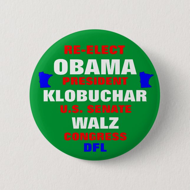 Minnesota for Obama Klobuchar Walz 6 Cm Round Badge (Front)