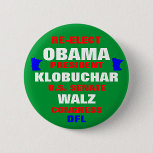 Minnesota for Obama Klobuchar Walz 6 Cm Round Badge