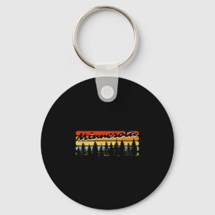 Minnesota Forest Sunset Trees Cabin Theme Souvenir Key Ring