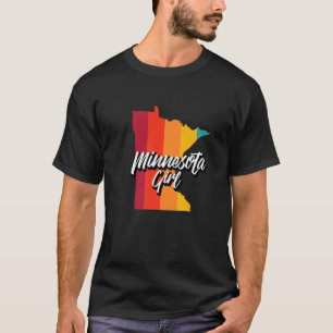 Minnesota Girl Home State Retro 70s Stripes Us Sta T-Shirt