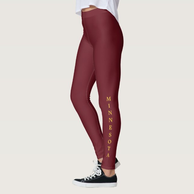 Minnesota Gold Lettering Maroon Leggings (Left)