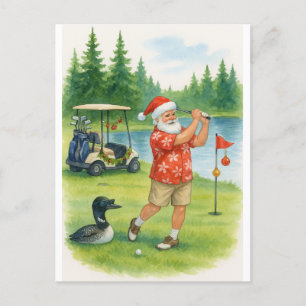 Minnesota Golfer Santa Claus is golfing at Lake Holiday Postcard