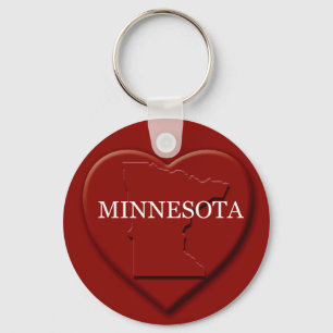 Minnesota Heart Map Keychain