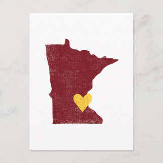 Minnesota Heart postcard (maroon) - Customisable!