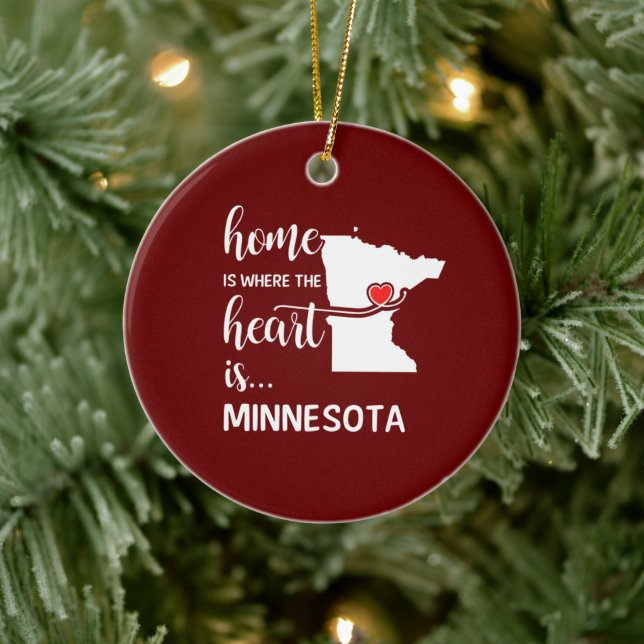Minnesota home is where the heart is ceramic tree decoration (Tree)