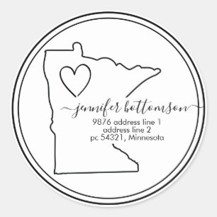 Minnesota home return address Signature love Classic Round Sticker
