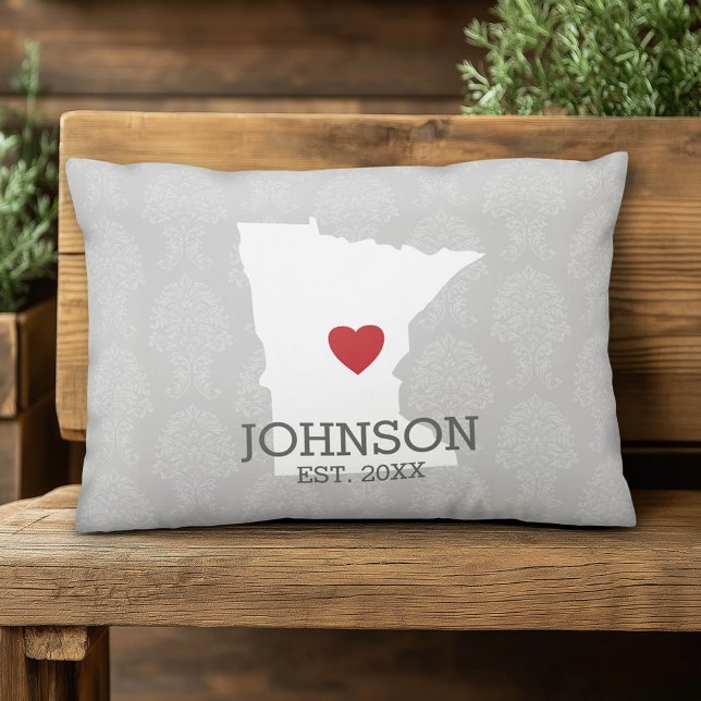 Minnesota Home State City Map - Custom Wedding Decorative Cushion (Custom Pillow)