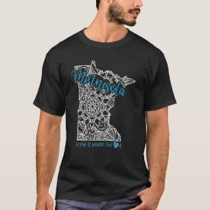 Minnesota Home State Mn Mandala Map Usa America Us T-Shirt