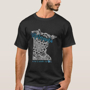 Minnesota Home State MN Mandala Map USA America US T-Shirt
