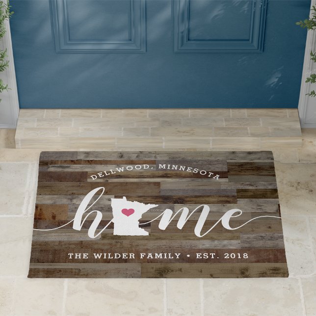 Minnesota Home State Personalized Wood Look Doormat (Creator Uploaded)